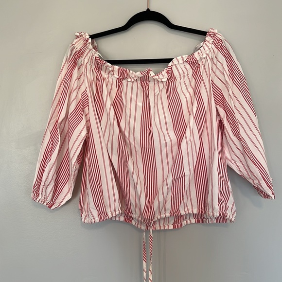 Off The Shoulder Striped Blouse - Picture 3 of 9